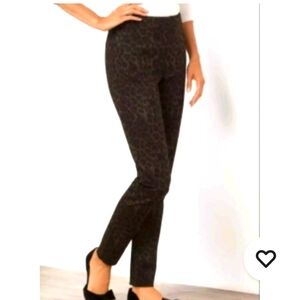 Soft Surroundings Black Leopard Print Leggings size Medium petite